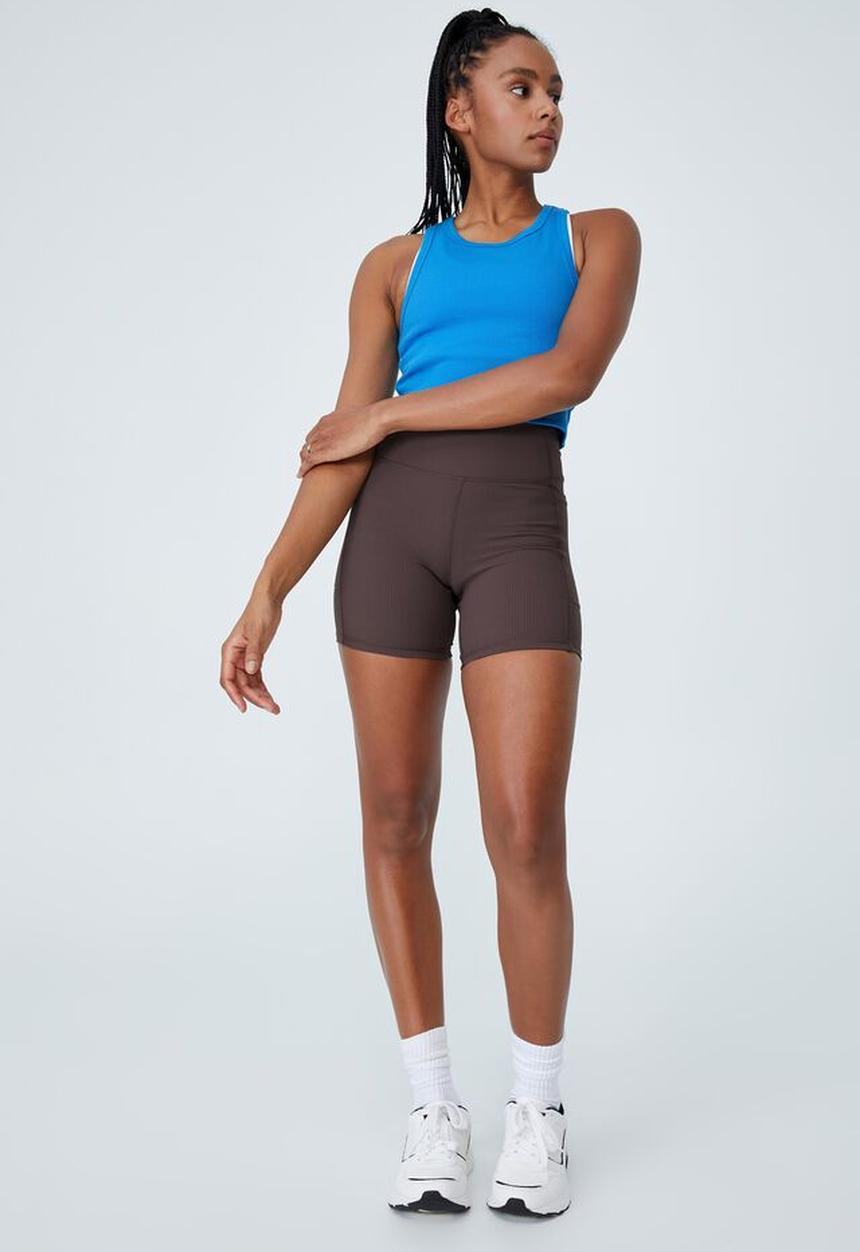 Cotton On - Rib racer crop tank top - bright blue