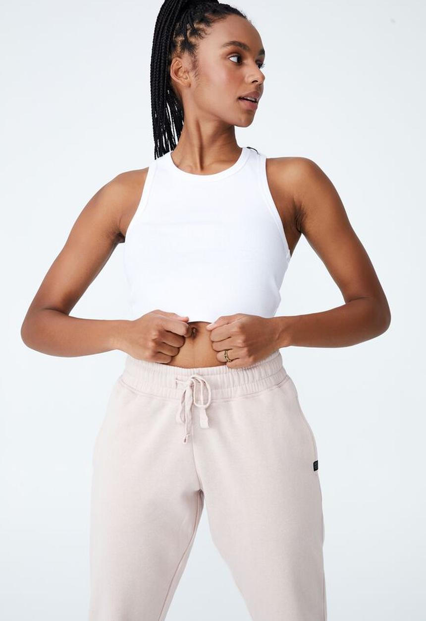 Cotton On - Rib racer crop tank top - white