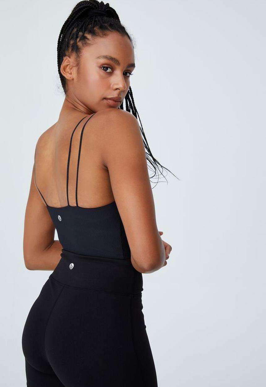 Cotton On - Rib strappy vestlette - black