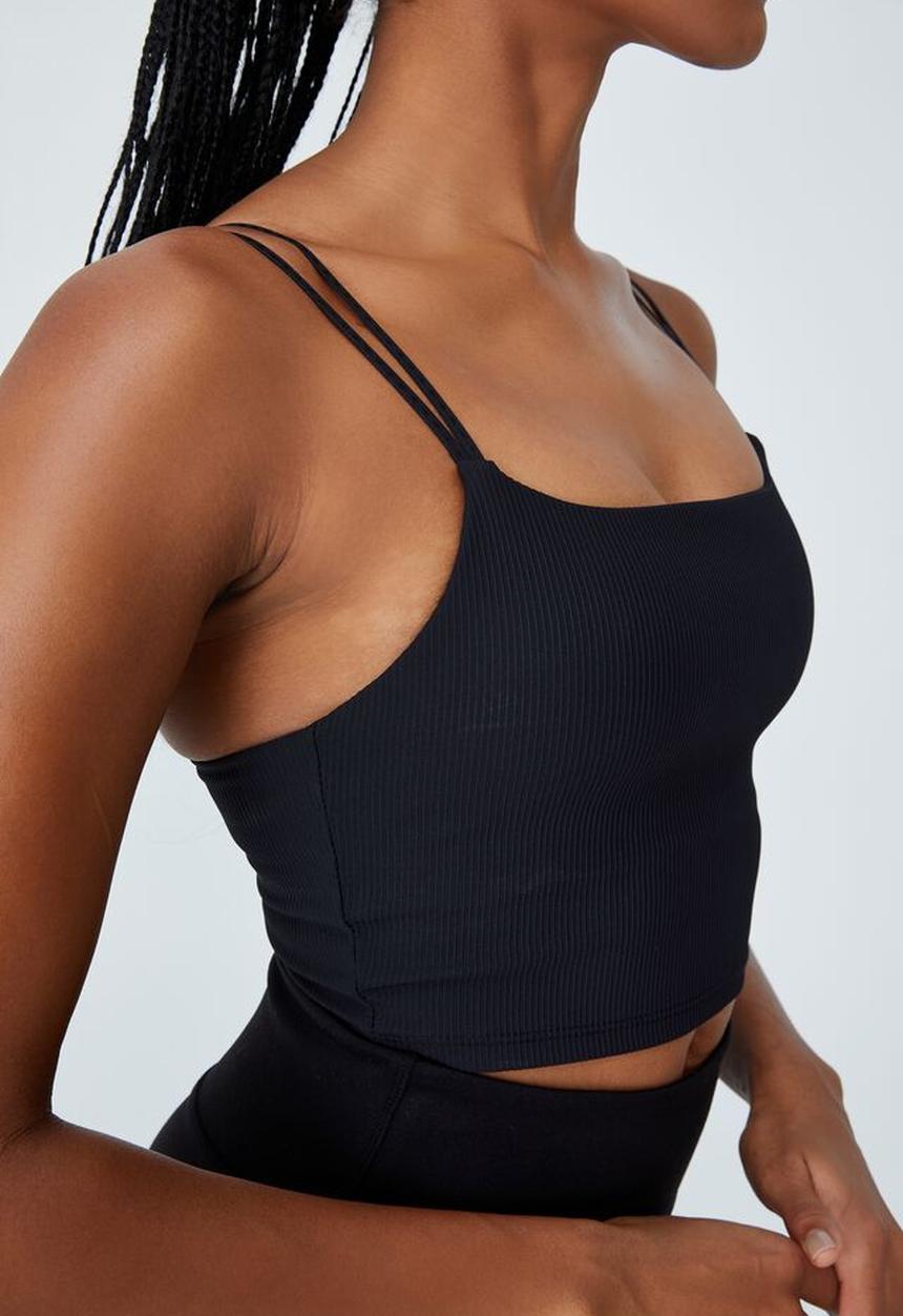 Cotton On - Rib strappy vestlette - black