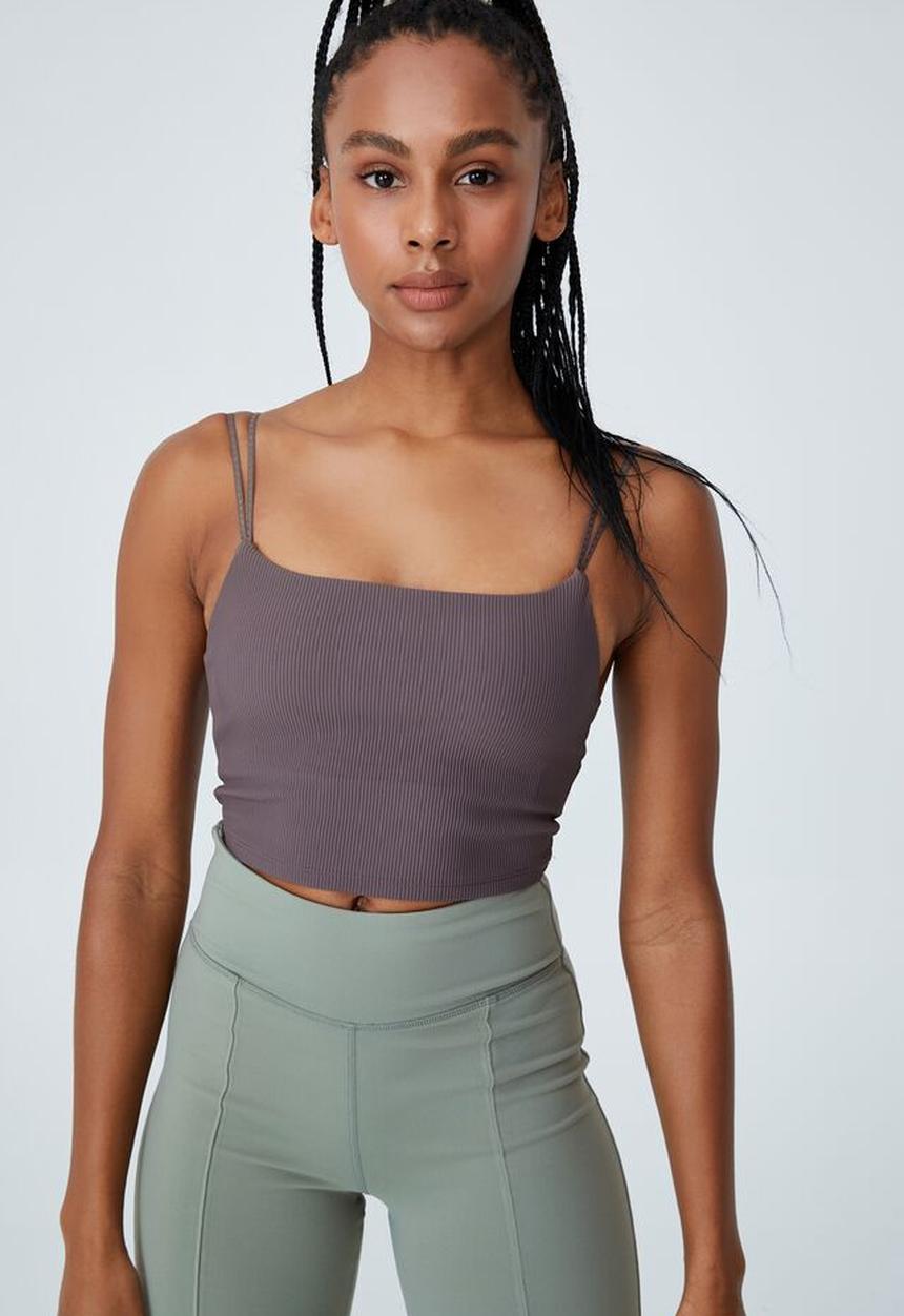 Cotton On - Rib strappy vestlette - brownie