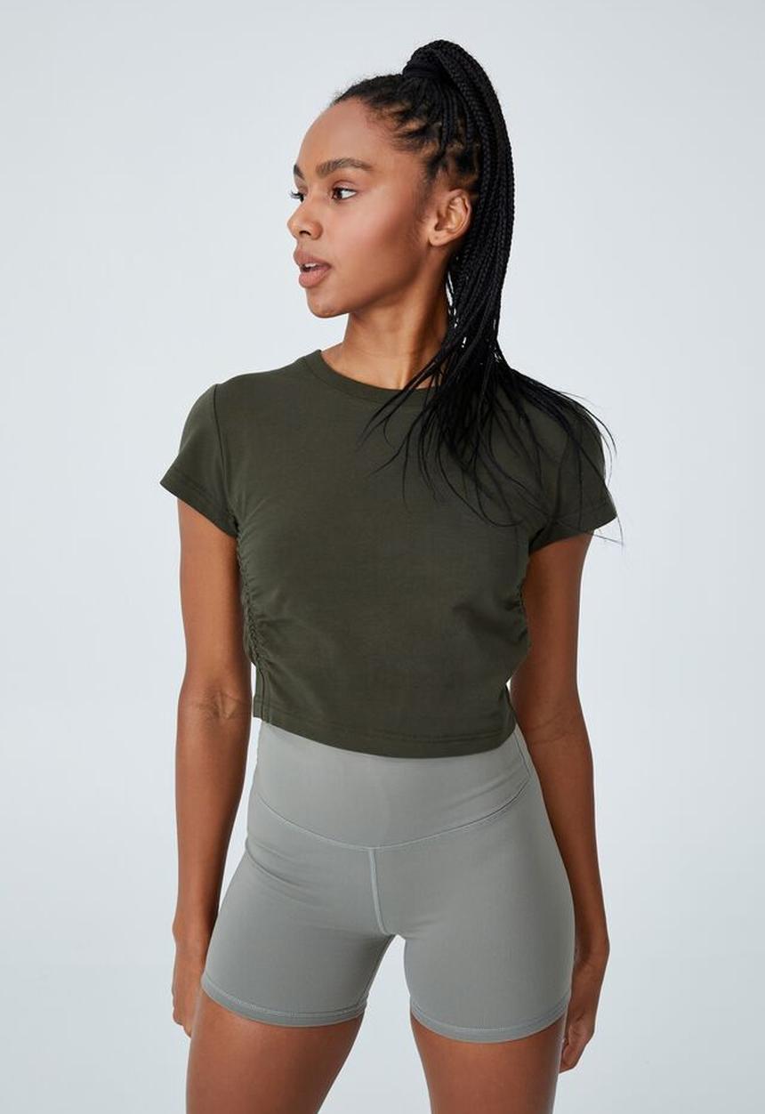 Cotton On - Side gathered T-shirt - khaki