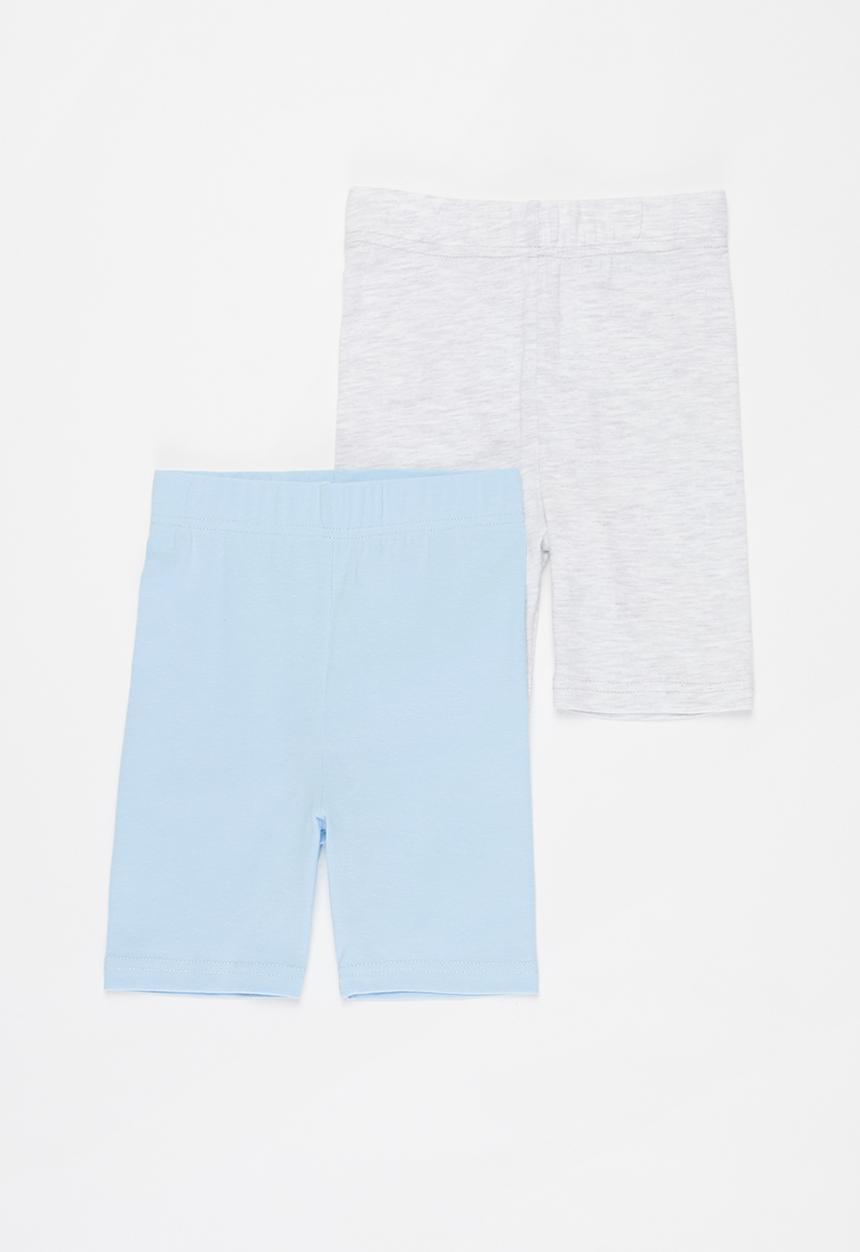 Pop Candy - Girls 2 pack cycling shorts - light blue & grey 