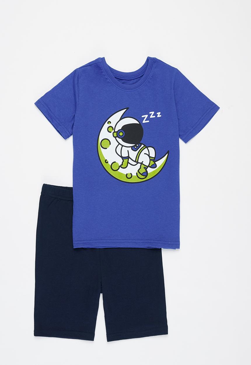 Pop Candy - Tee & shorts pj set - blue & navy