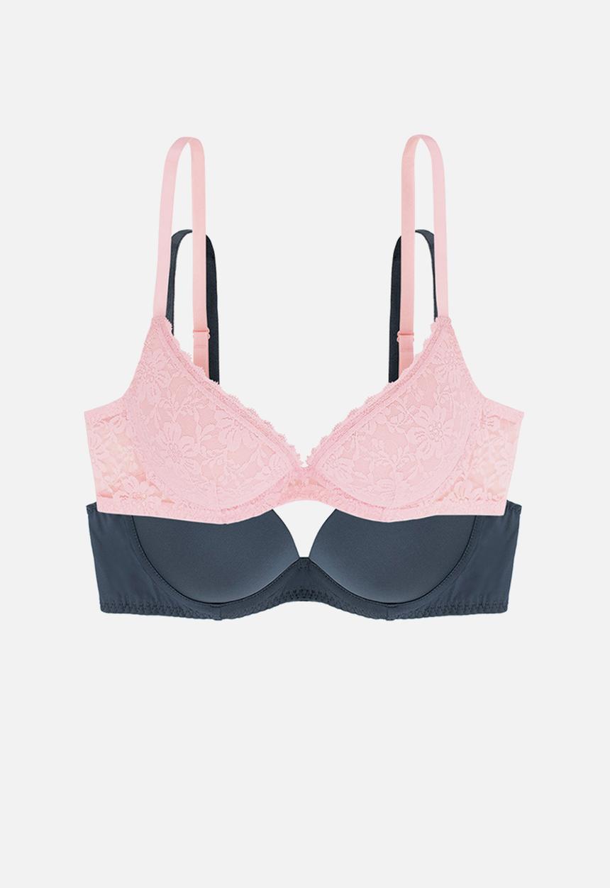 DORINA - Sonia 2 pack push up plunge - pink & grey