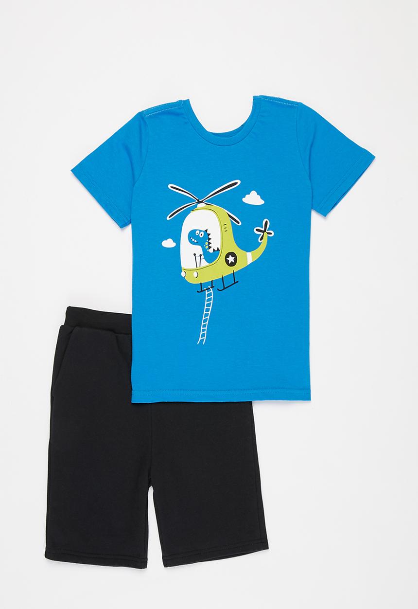 Pop Candy - Tee & shorts set - turquoise & black