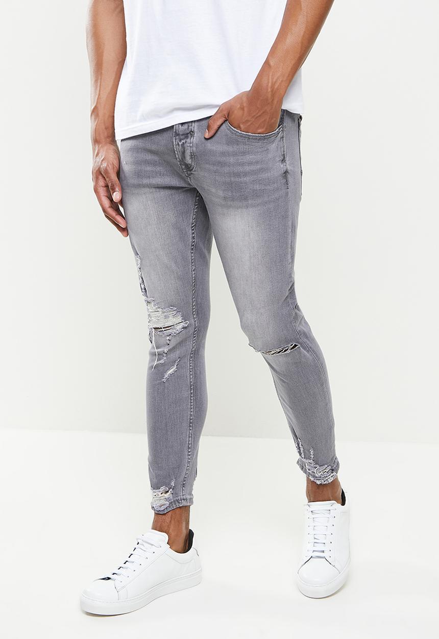 Cutty - Simon rip & repair cropped skinny jeans - grey