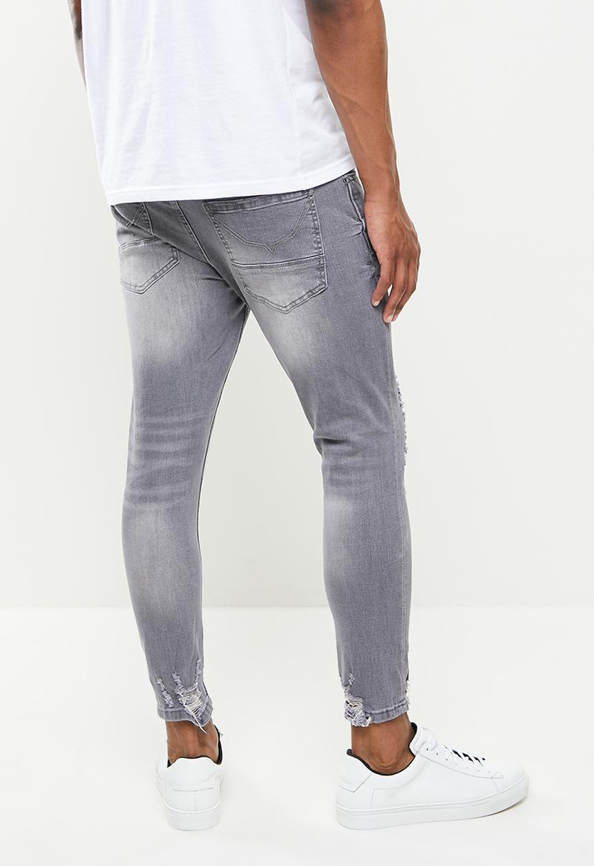 Cutty - Simon rip & repair cropped skinny jeans - grey