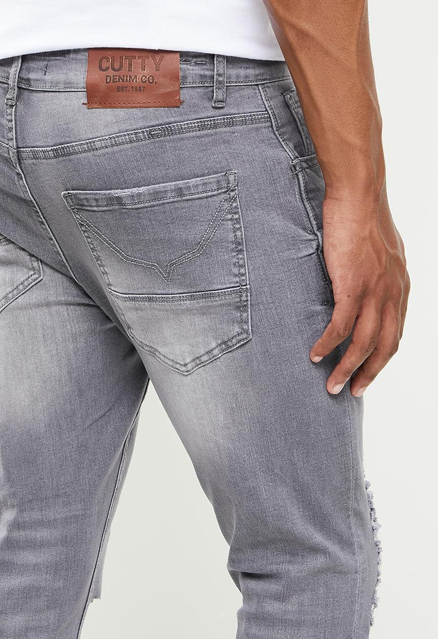 Cutty - Simon rip & repair cropped skinny jeans - grey