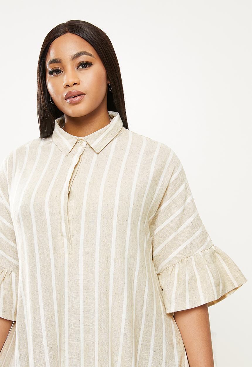 AMANDA LAIRD CHERRY - Plus nhlole dress -  sand/cream woven stripe