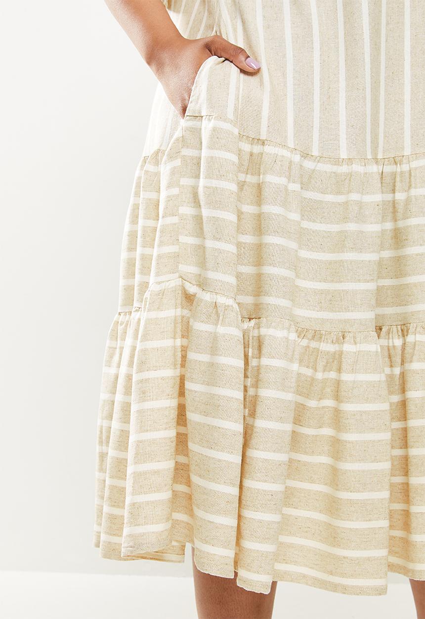 AMANDA LAIRD CHERRY - Plus nhlole dress -  sand/cream woven stripe