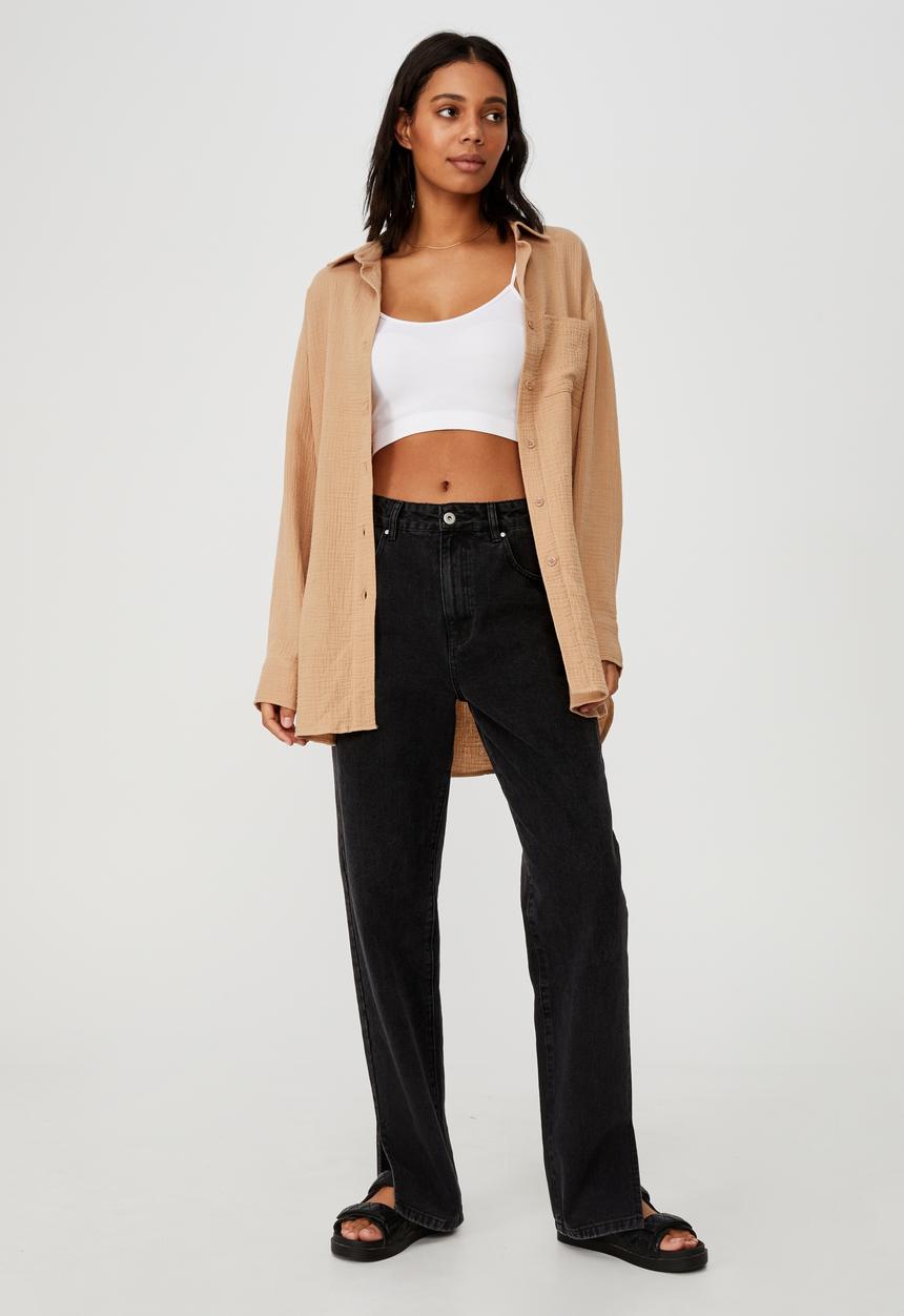 Cotton On - Savannah oversized shirt - brown 