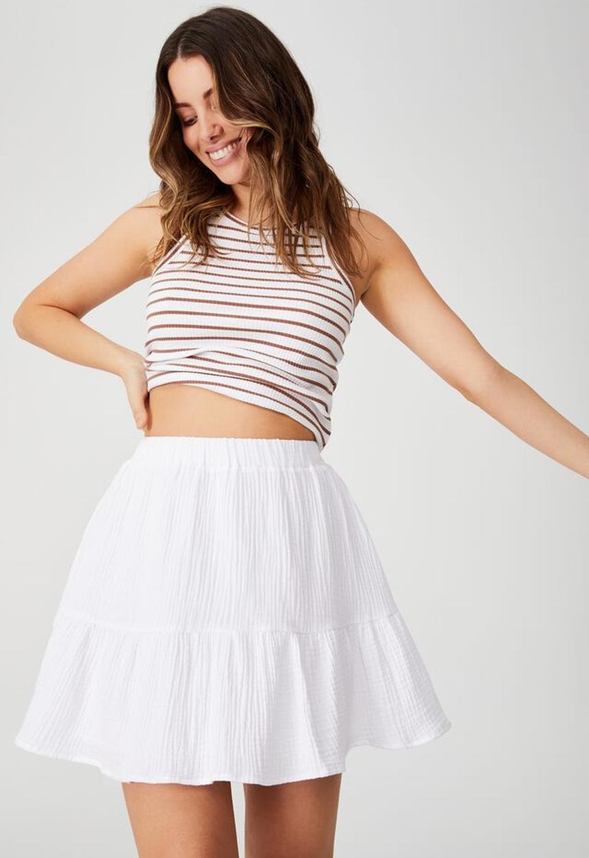 Cotton On - Woven riviera mini skirt - white