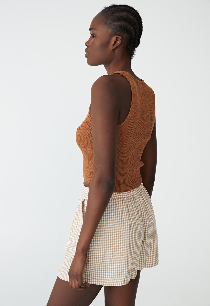 Cotton On - Set up v-neck tank - bronzed brown