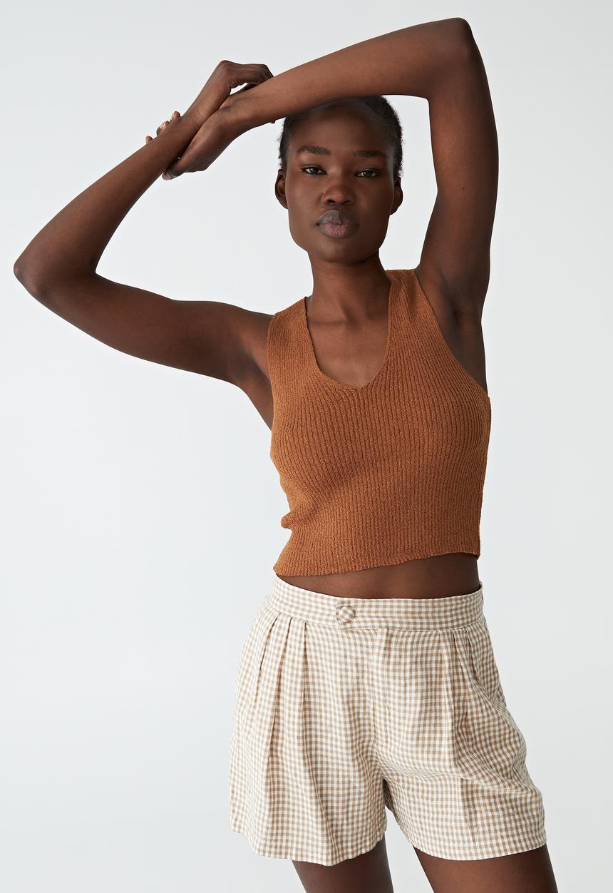 Cotton On - Set up v-neck tank - bronzed brown