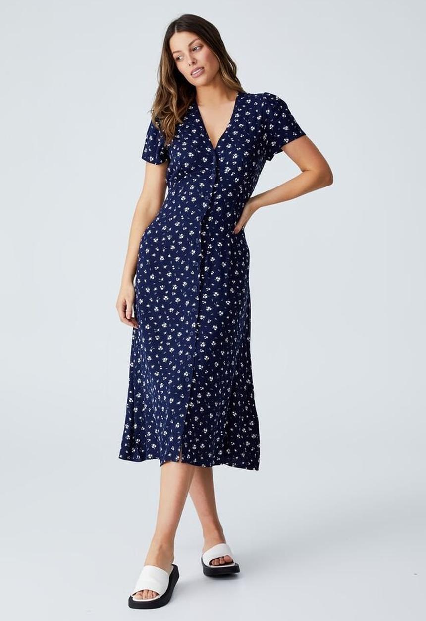 Cotton On - Woven katherine midi dress - hanna ditsy medieval blue