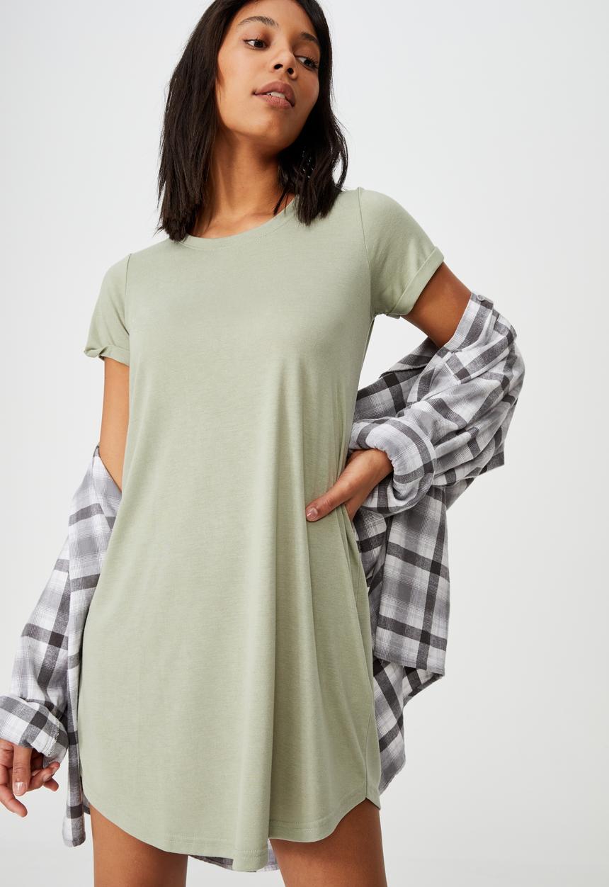 Cotton On - Tina t-shirt dress 2 - sage