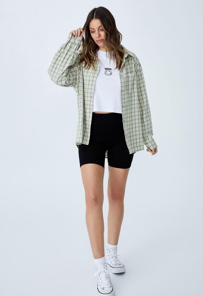 Cotton On - Boyfriend shirt - danny check sage