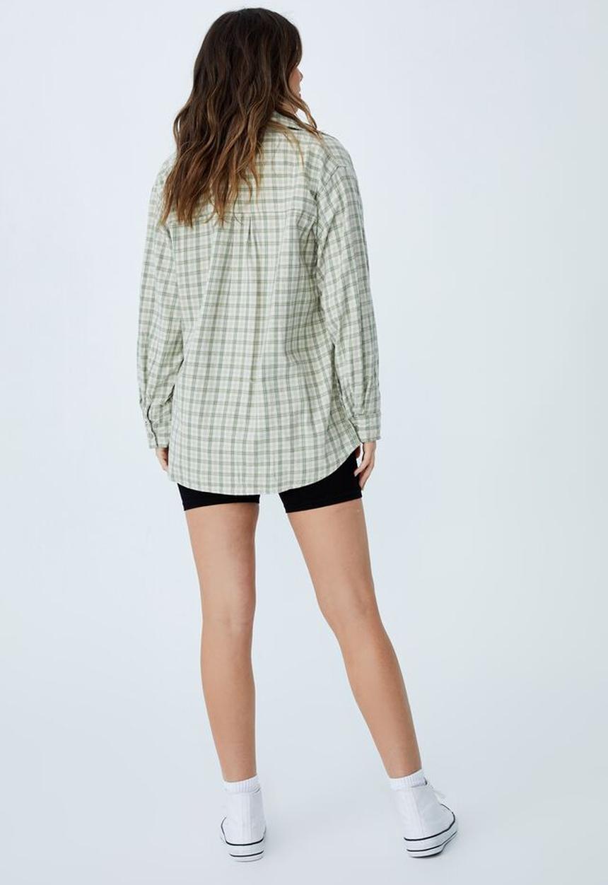 Cotton On - Boyfriend shirt - danny check sage