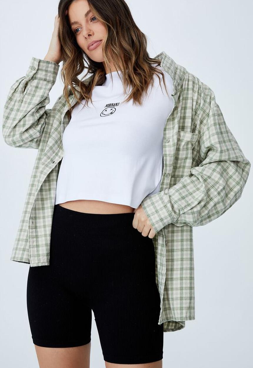 Cotton On - Boyfriend shirt - danny check sage
