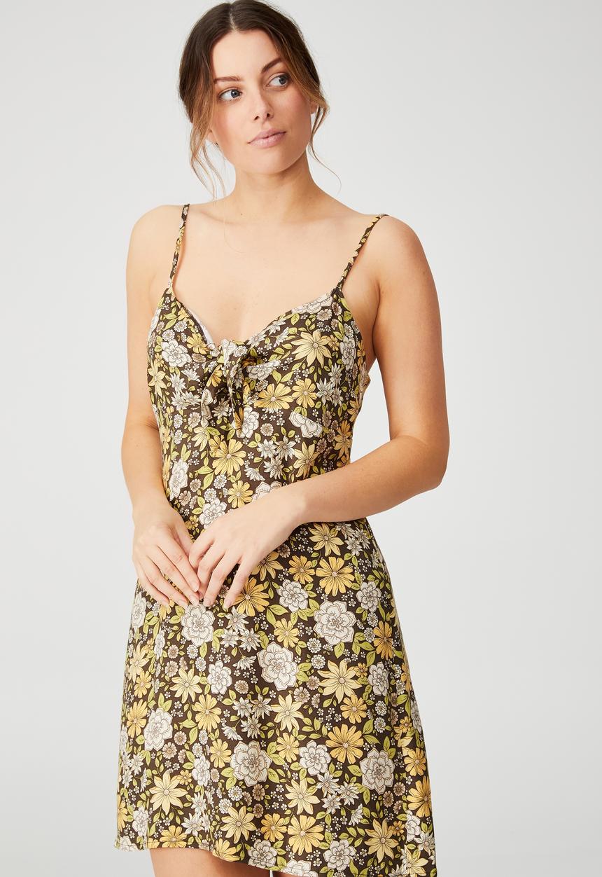 Cotton On - Woven dakota tie front mini dress - multi 