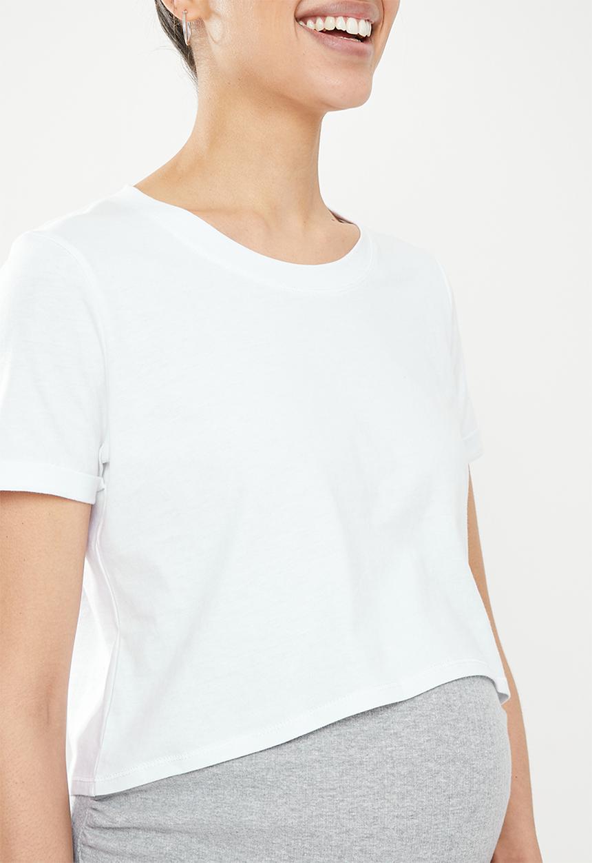 Cotton On - Maternity high low short sleeve top - white