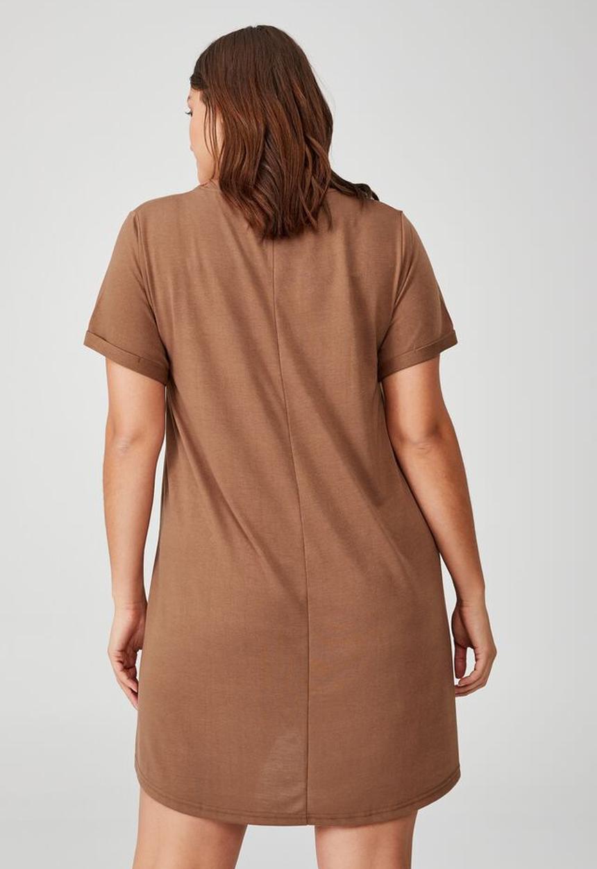 Cotton On - Curve relaxed tee dress - cocoa bean