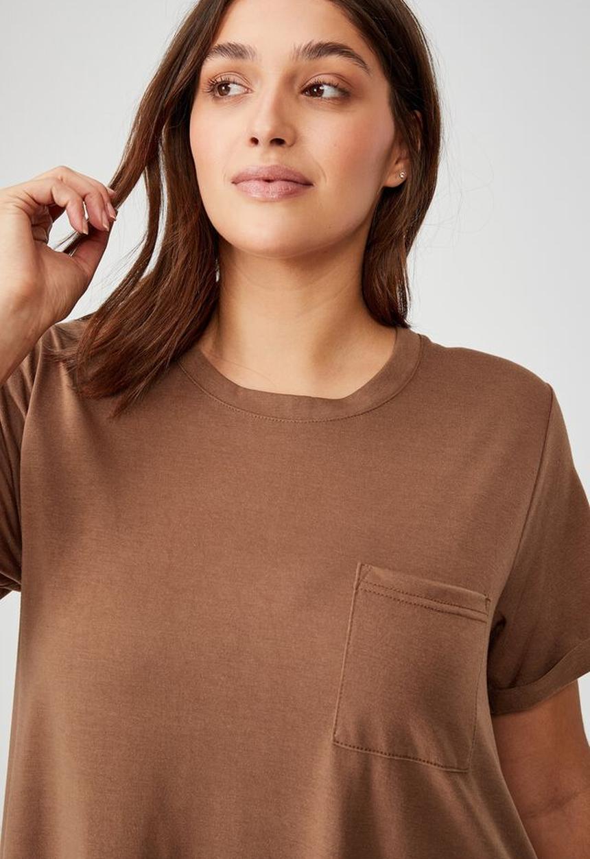 Cotton On - Curve relaxed tee dress - cocoa bean