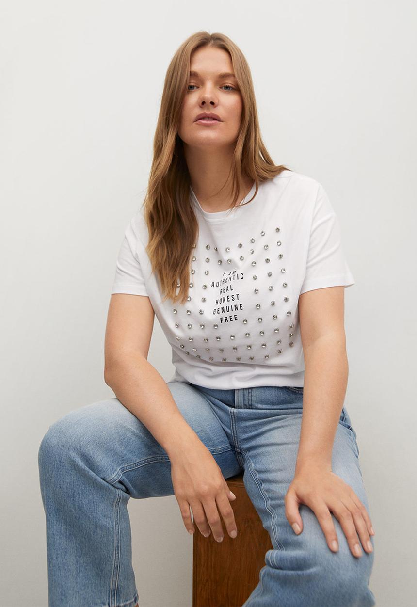 MANGO - Plus T-shirt stone - white