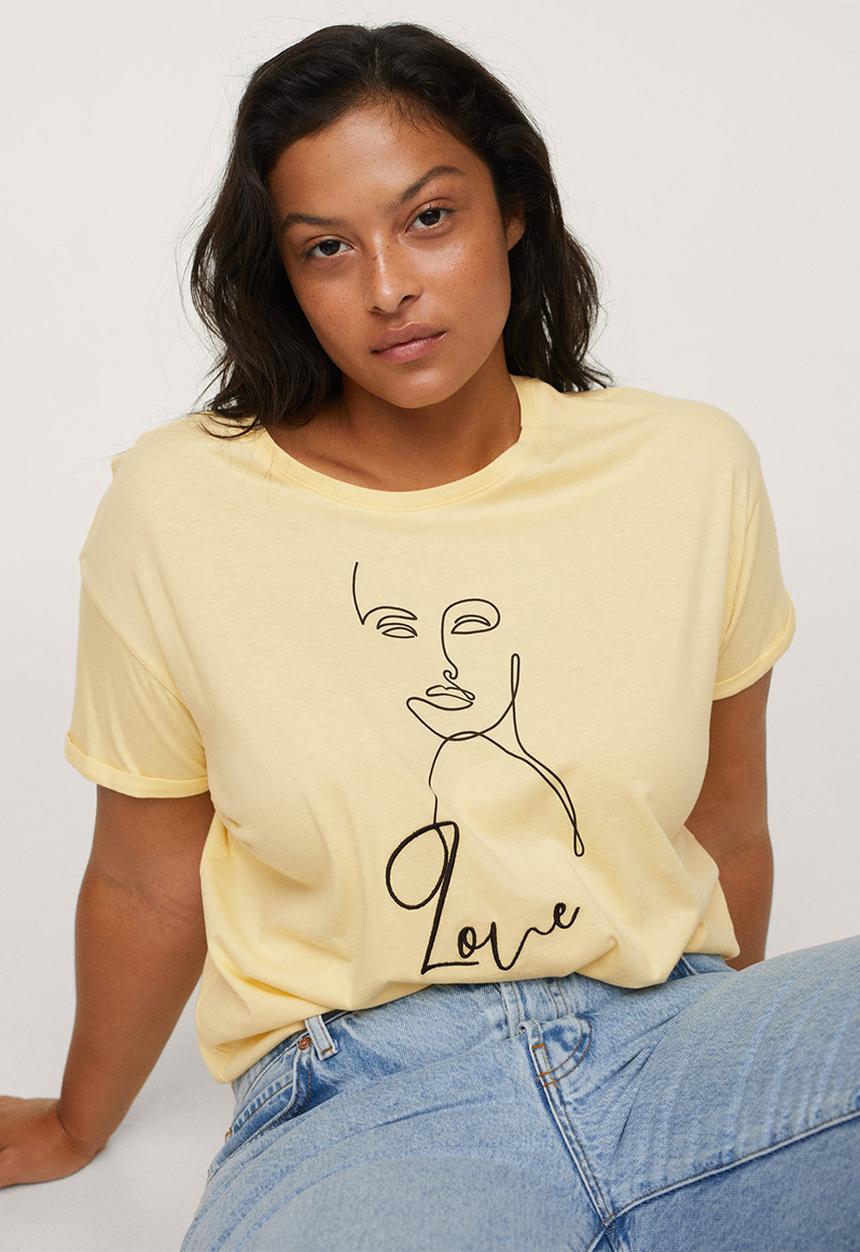 MANGO - Plus T-shirt bisous - yellow