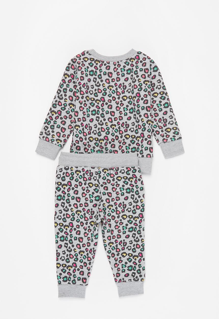 MINOTI - Baby girls basic aop fleece sweat set - grey