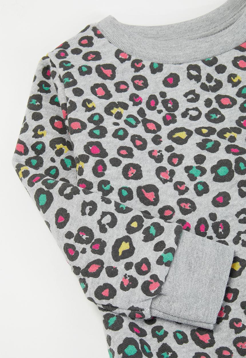 MINOTI - Baby girls basic aop fleece sweat set - grey