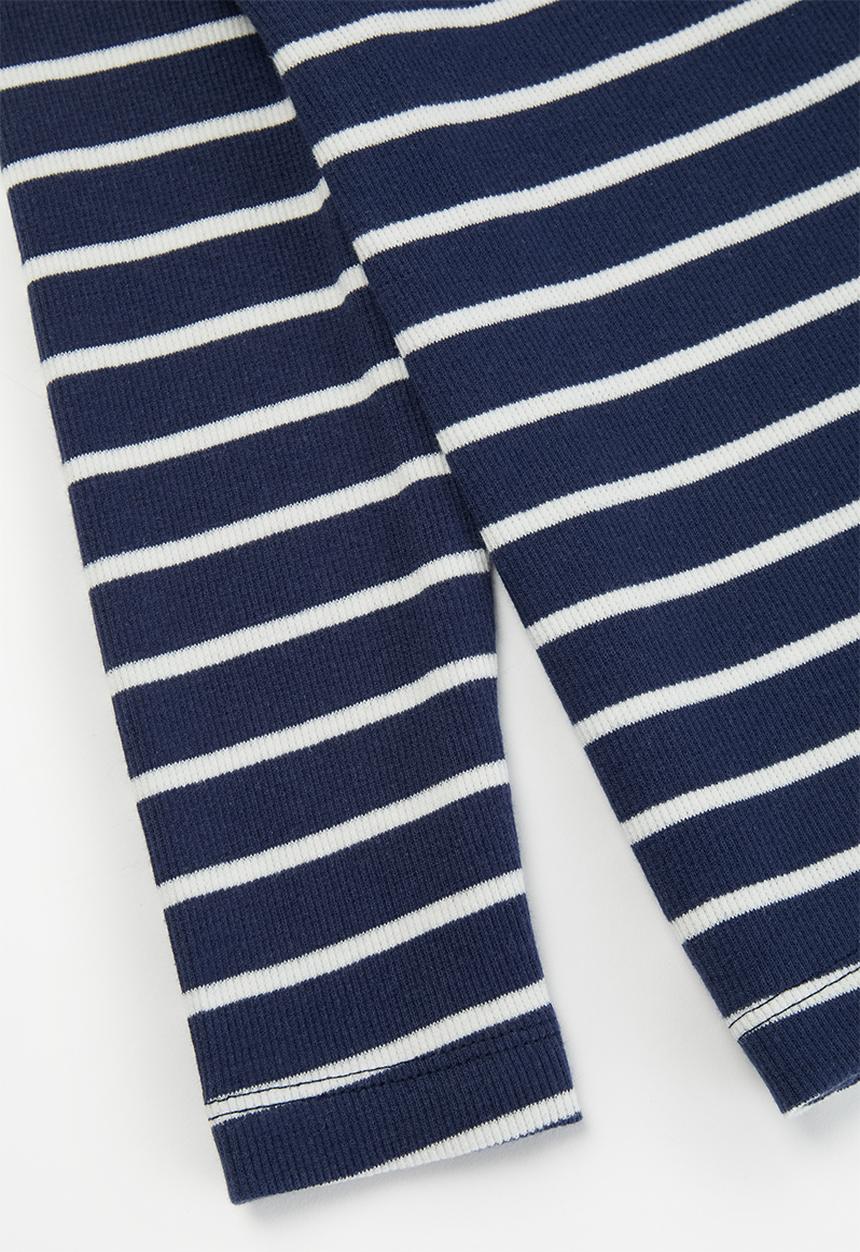 MINOTI - Girls basic stripe ribbed top - navy
