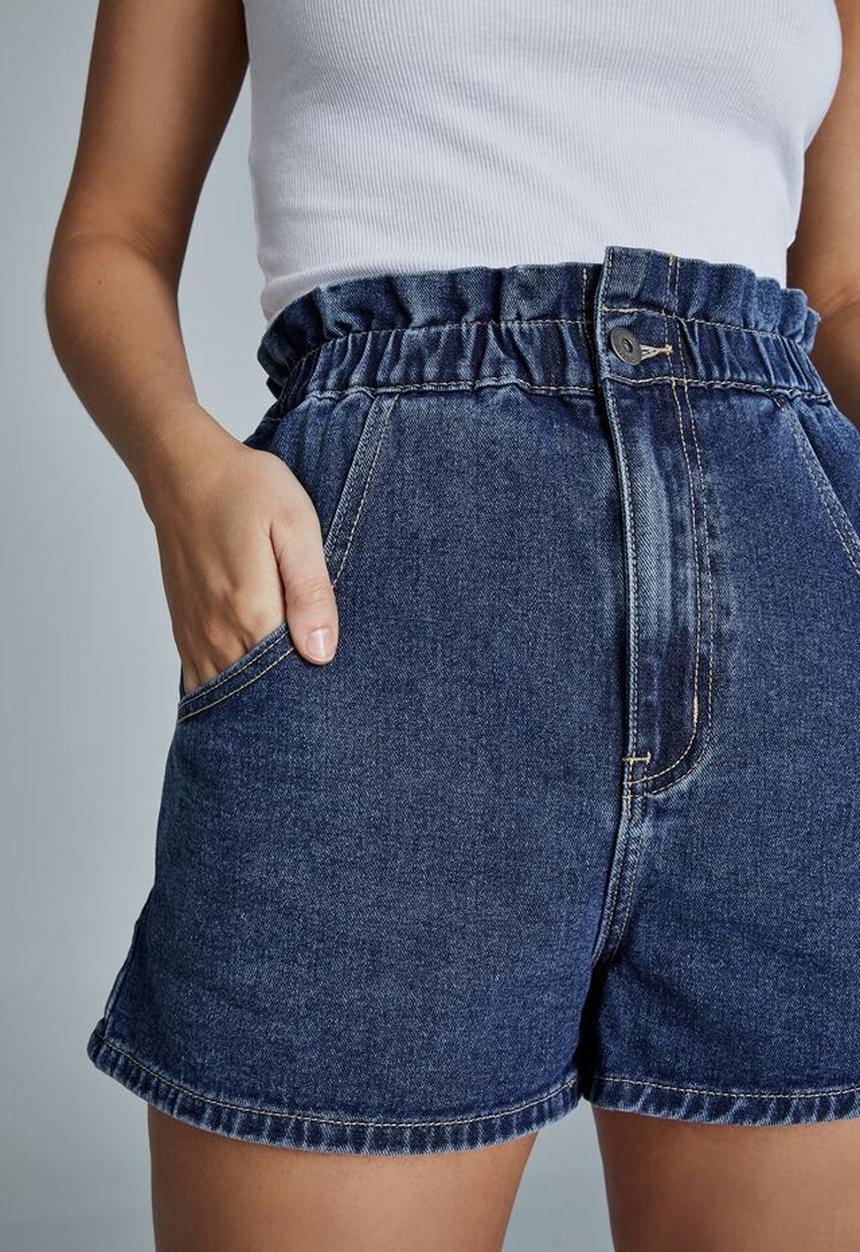 Cotton On - Denim paperbag short - navy 