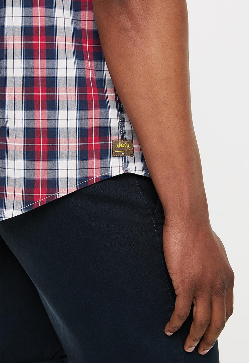 JEEP - Technical short sleeve check shirt - red/navy
