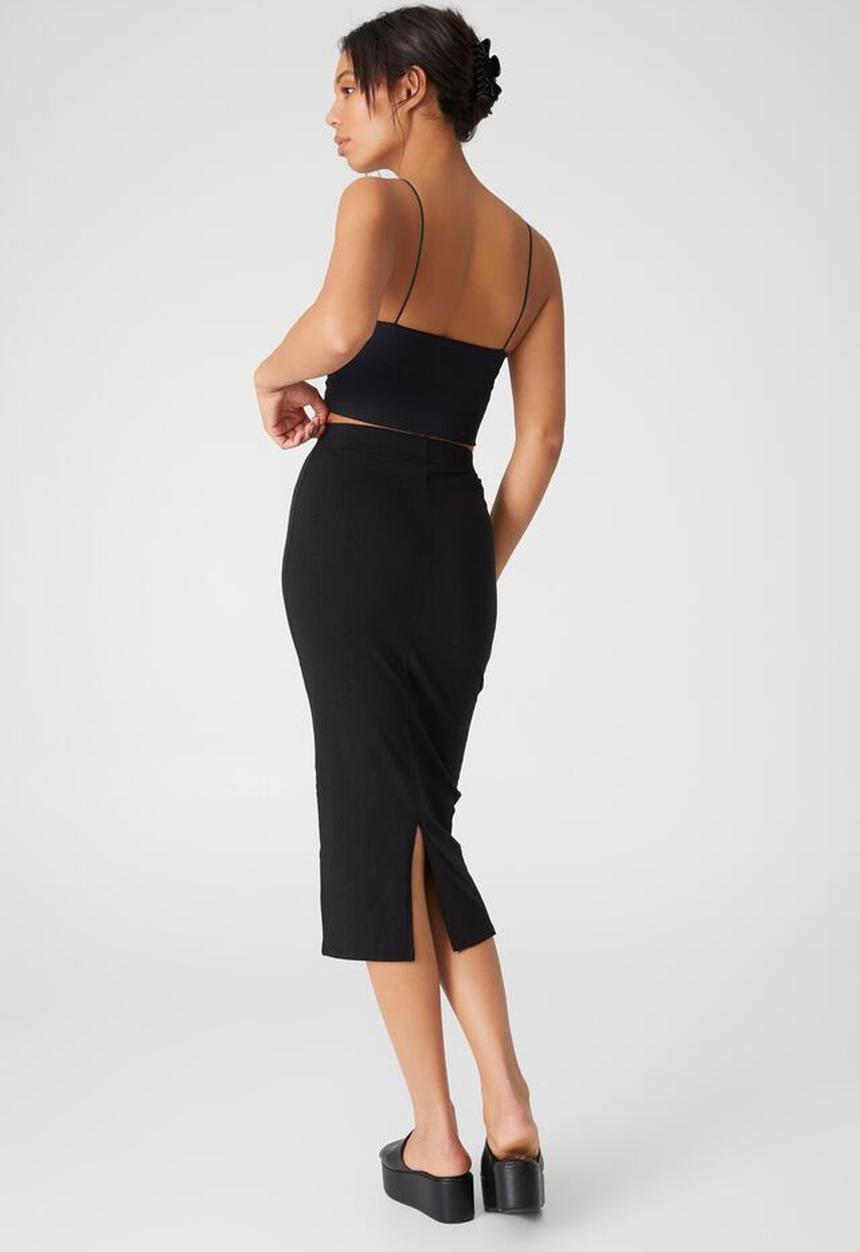 Cotton On - Essential midi skirt - black