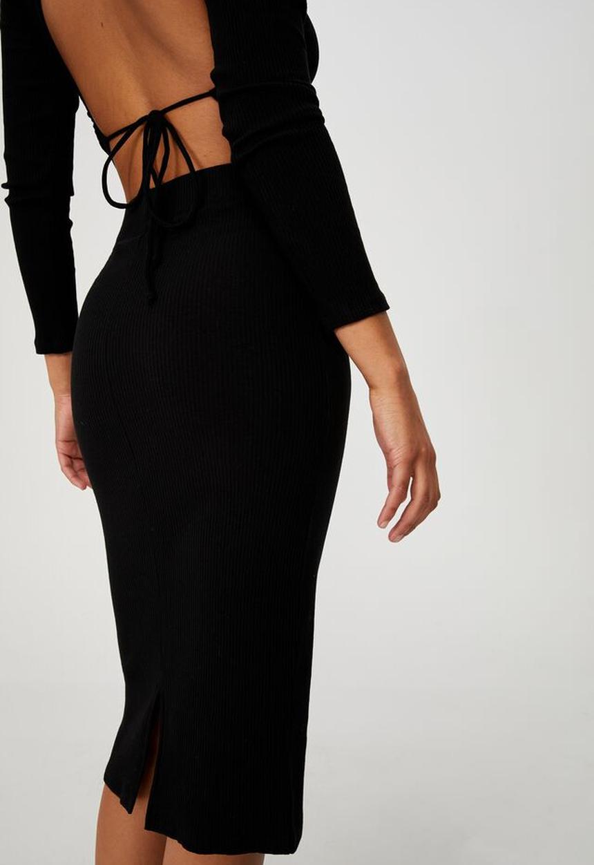 Cotton On - Essential rib tube skirt - black
