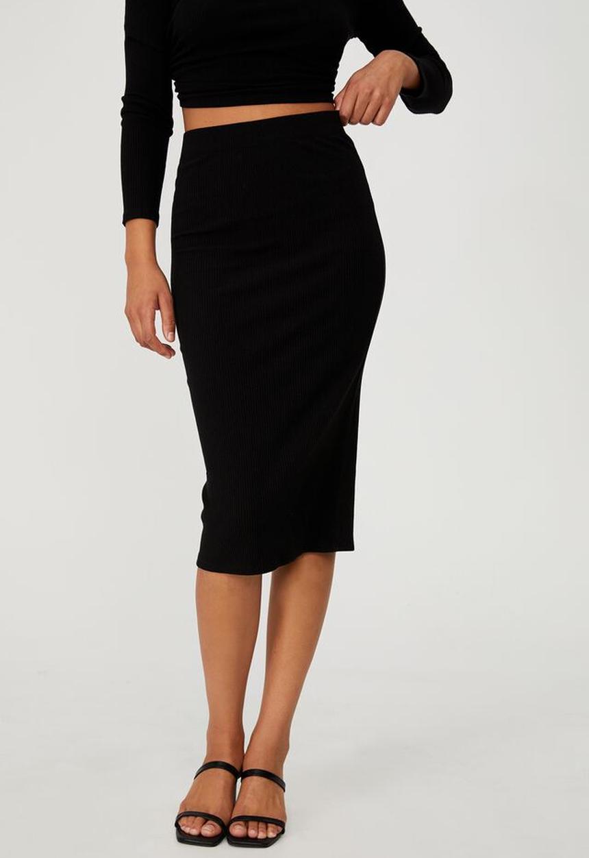 Cotton On - Essential rib tube skirt - black