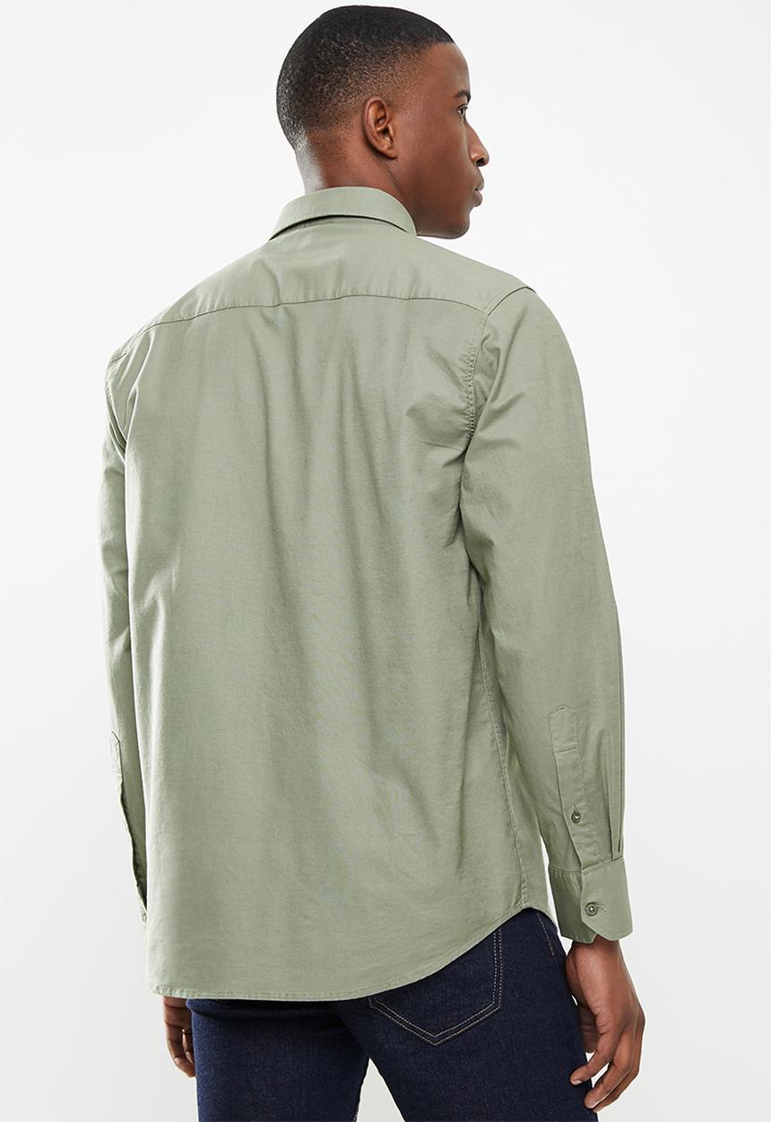 JEEP - Long sleeve plain crease resistant shirt - green