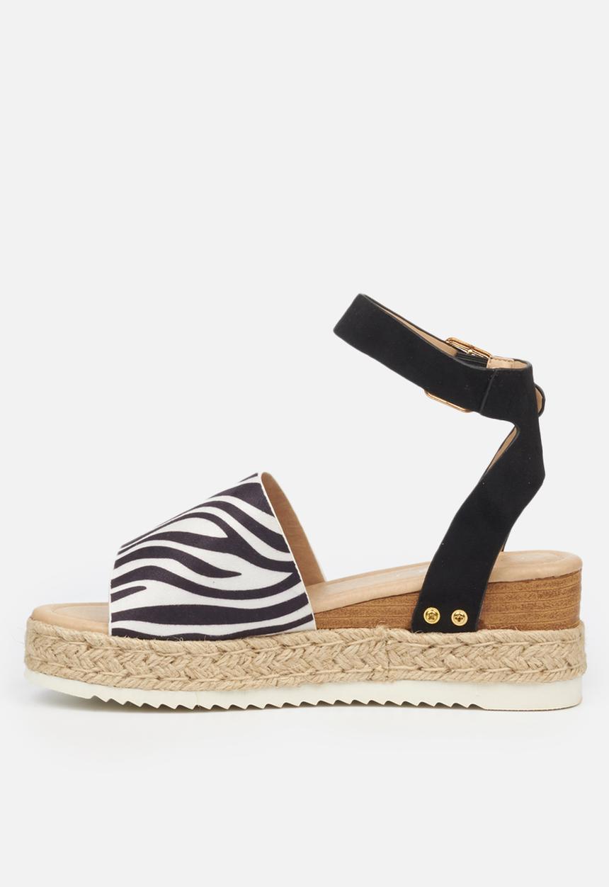 Miss Black - Steffi espadrille wedge - black & white