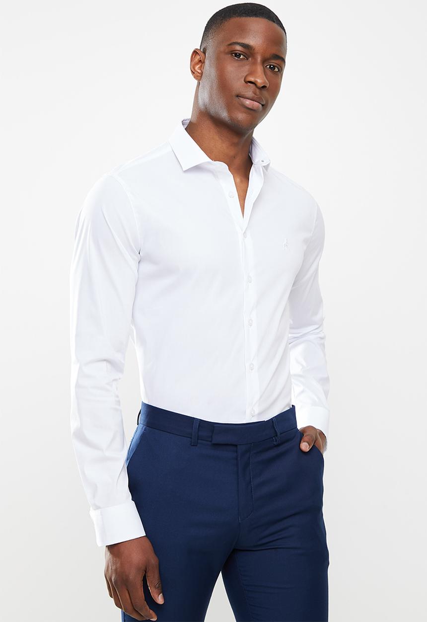 POLO - Christian slim fit long sleeve shirt - white