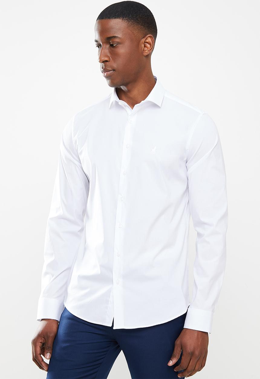 POLO - Christian slim fit long sleeve shirt - white