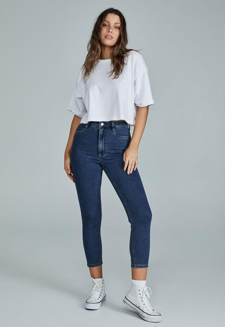 Cotton On - High rise cropped super stretch - trinity blue pockets