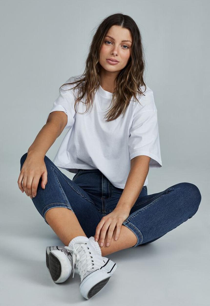 Cotton On - High rise cropped super stretch - trinity blue pockets