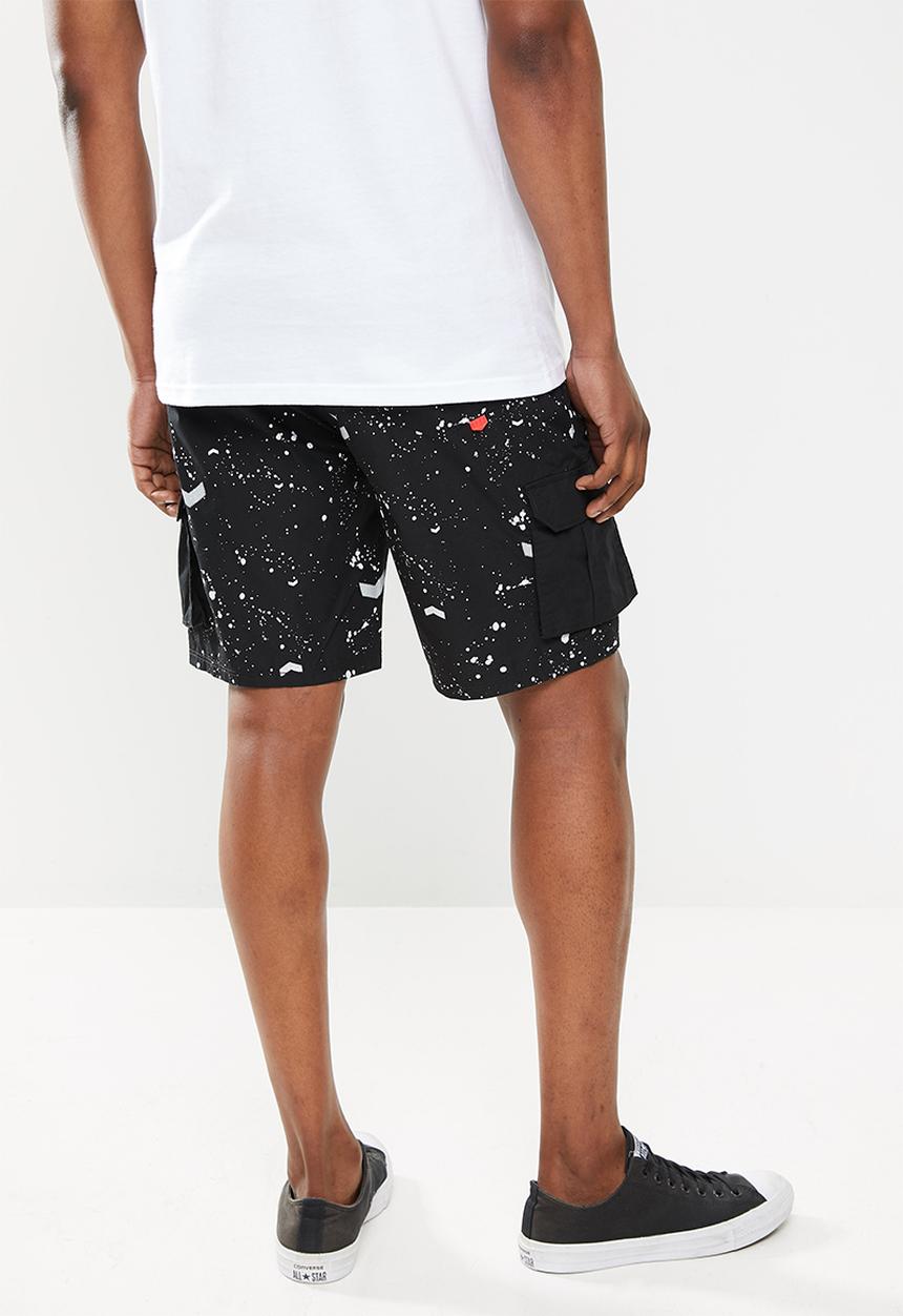 S.P.C.C - Frey regular fit elasticated, cargo shorts - black