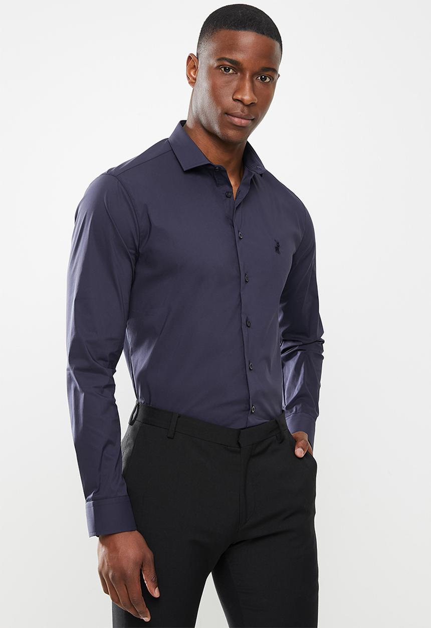 POLO - Christian slim fit long sleeve shirt - navy