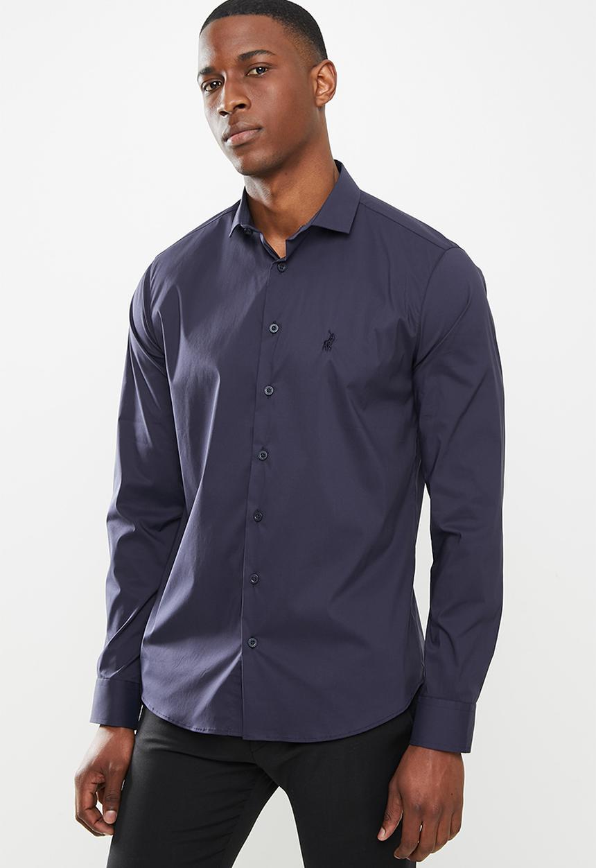 POLO - Christian slim fit long sleeve shirt - navy