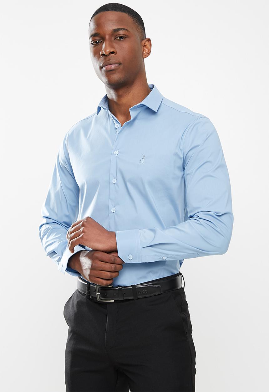 POLO - Christian slim fit long sleeve shirt - lt blue
