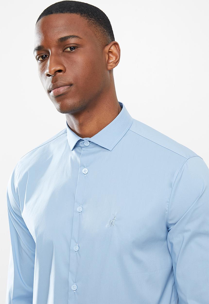 POLO - Christian slim fit long sleeve shirt - lt blue