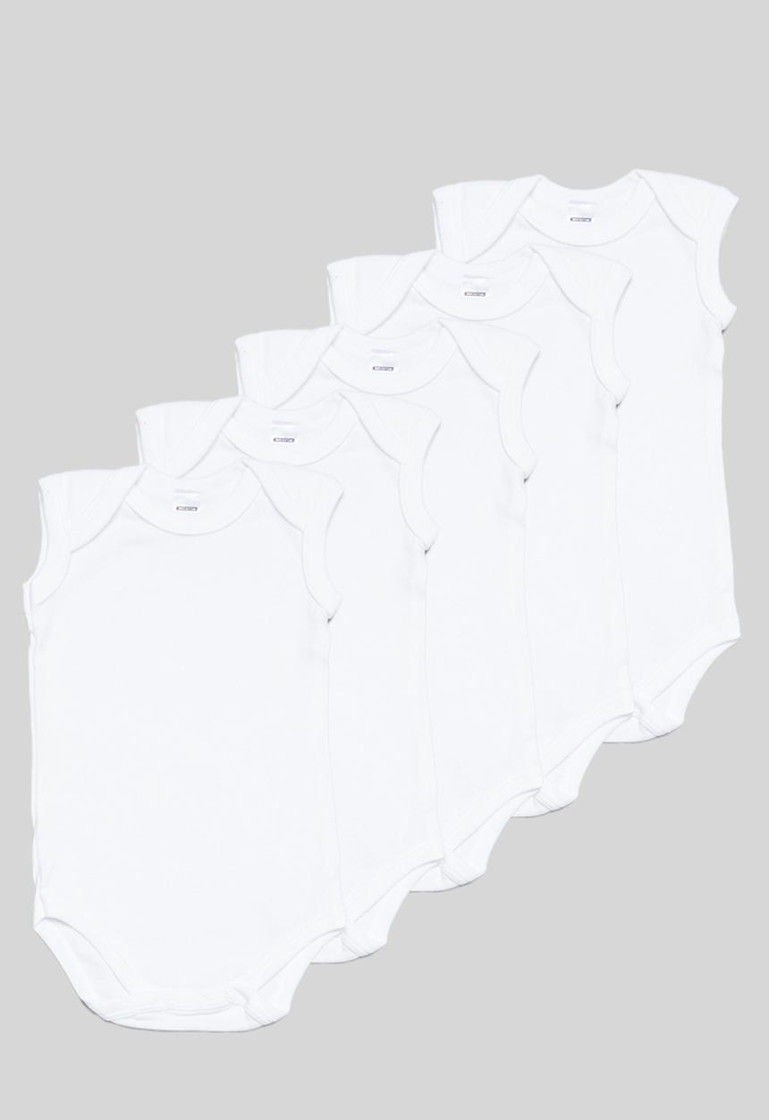 Pop Candy - Baby 5 pack sleeveless vest - white